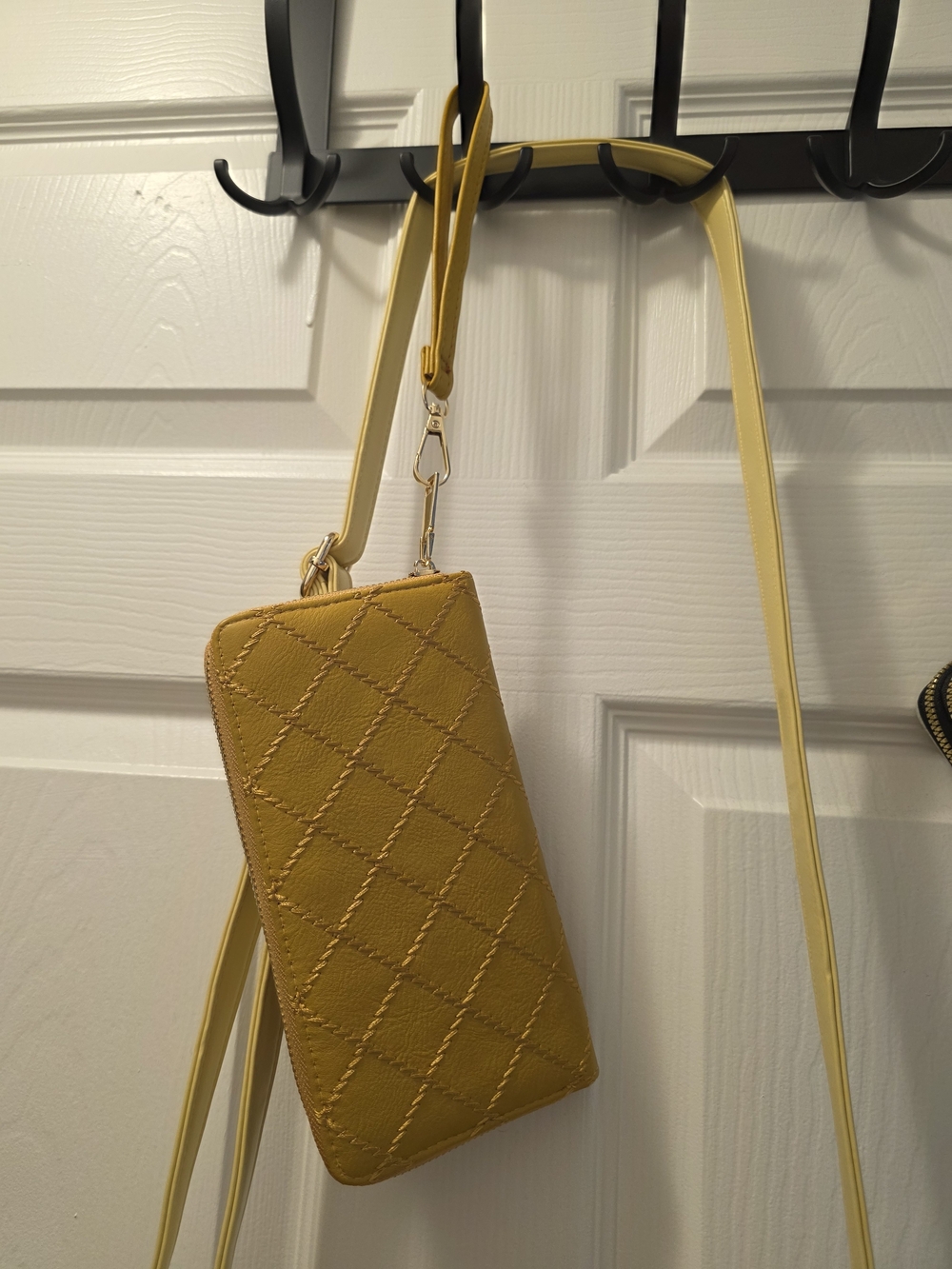 Yellow Quilted Crossbody Wallet Bag
